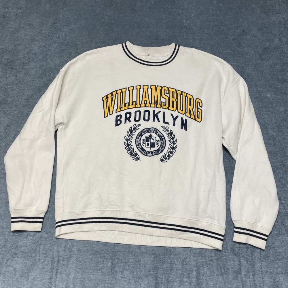 Abercrombie & Fitch Williamsburg Brooklyn Oversized Sweatshirt Mens Medium White